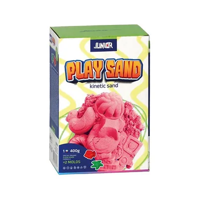 Кинетичен пясък Junior Play Sand, с формички, 400 g, розов