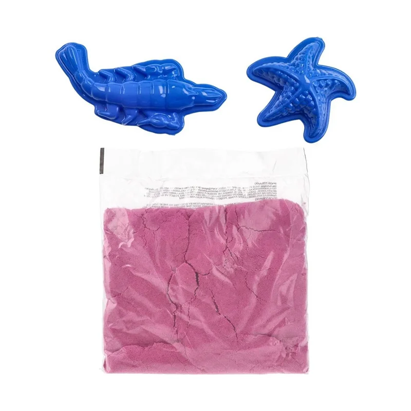 Кинетичен пясък Junior Play Sand, с формички, 400 g, розов