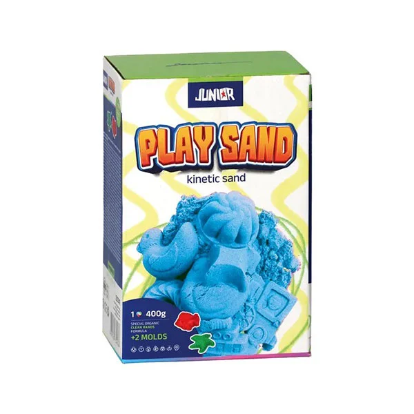 Кинетичен пясък Junior Play Sand, с формички, 400 g, тъмносин