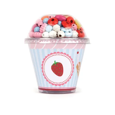 Small Foot Beads for stringing, cupcake shaped, assorted