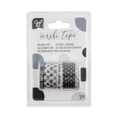 Craft ID Decorative tape, 3 m, 3 pcs, black-white