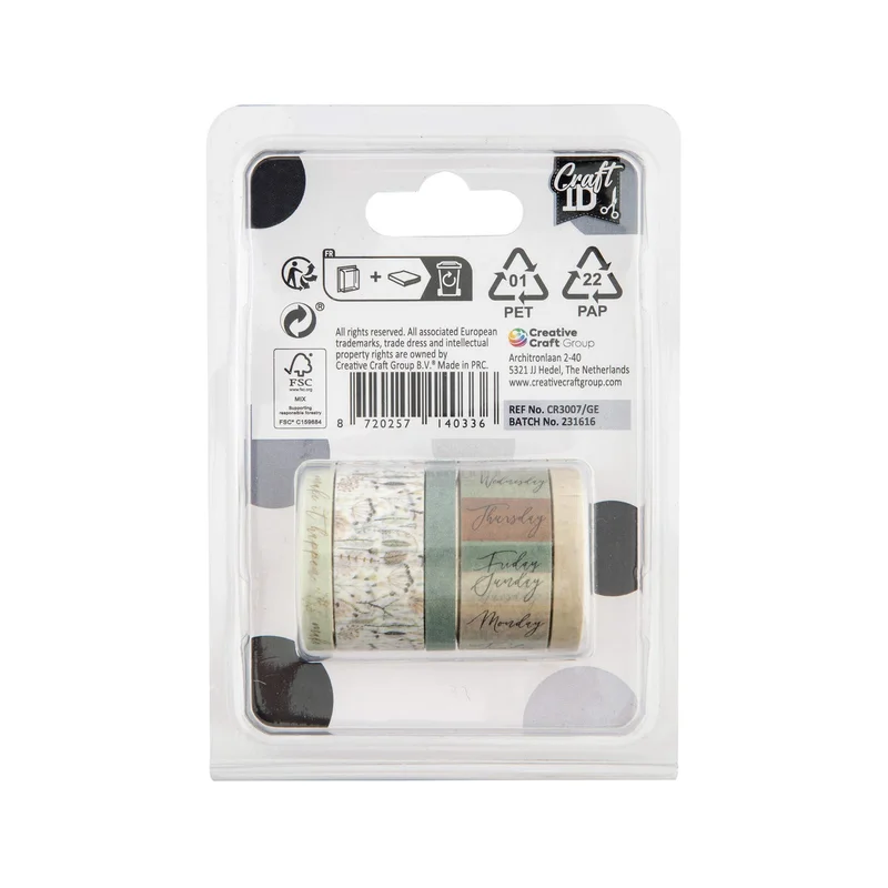Craft ID Decorative Tape, 3 m, 3 pieces, vintage