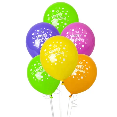 Festa Balloons, “Happy Birthday” print, 8 pcs