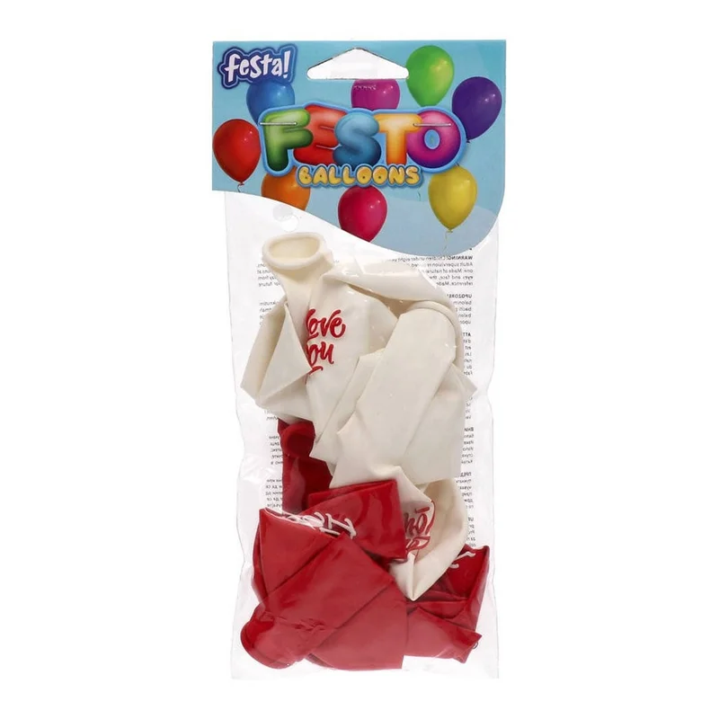 Балони Festa, с надпис I love you, 8 броя