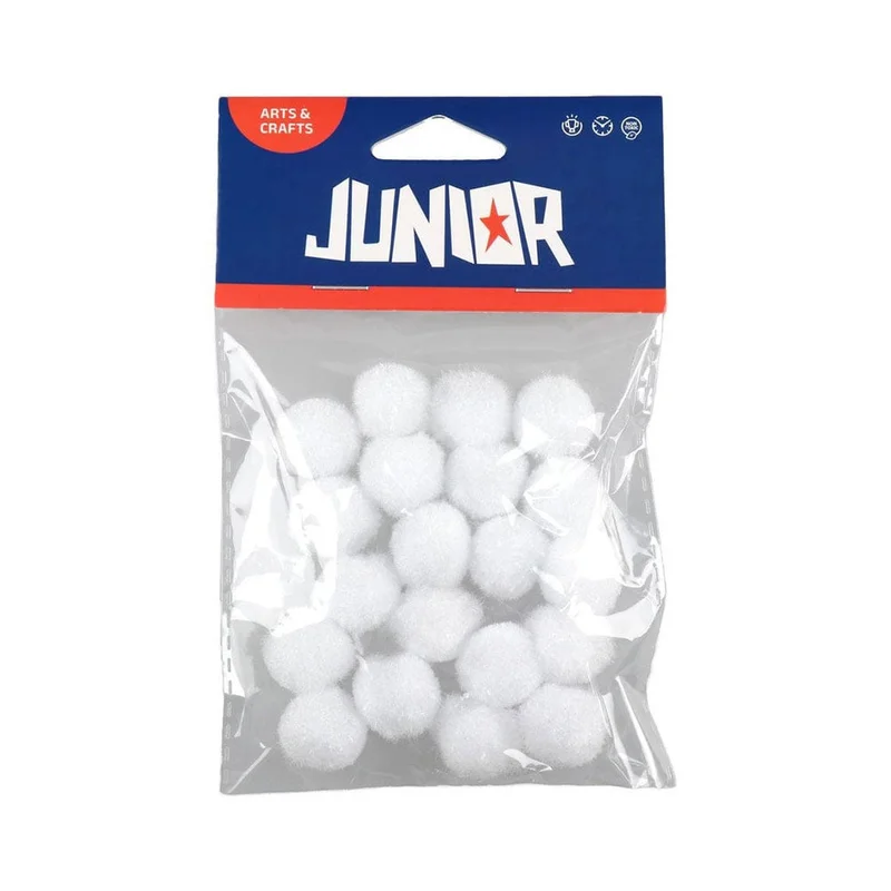 Junior Decorative Pom-Poms, 20 mm, white, 20 pcs
