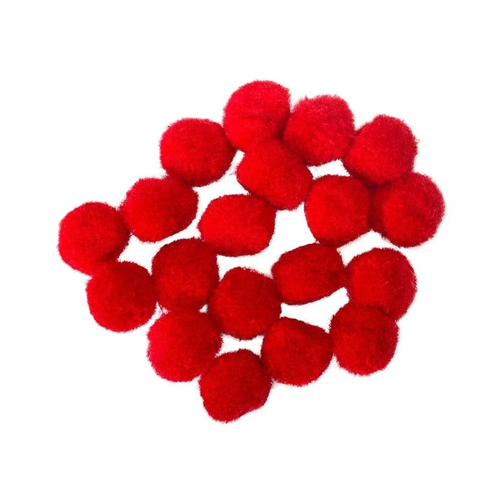 Junior Decorative Pom-Poms, 20 mm, red, 20 pcs