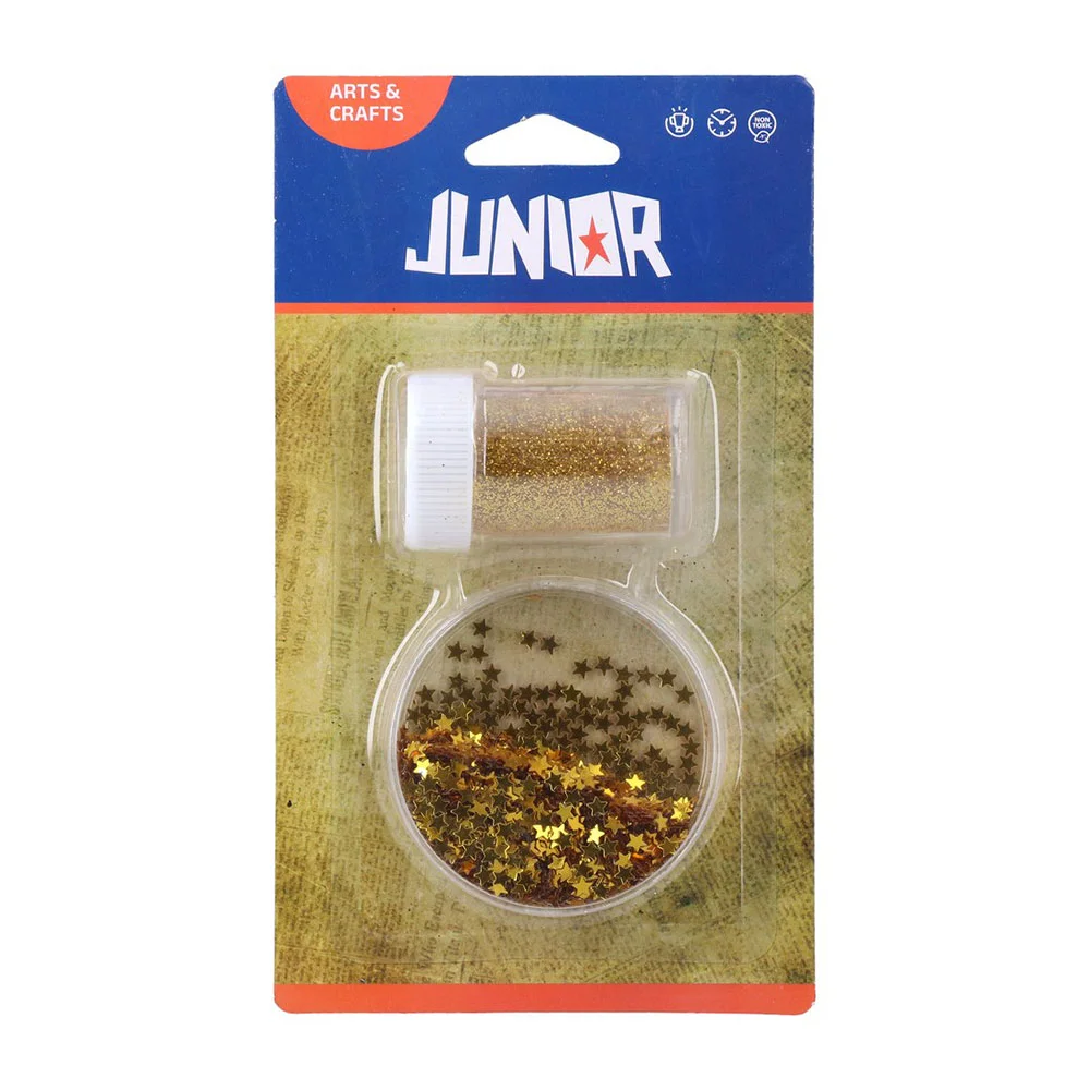 JUNIOR SEQUINS STARS AND GLITTER SET FOR DECORATION GOLDEN