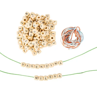 Small Foot Beads for Threading, with Letters, Wooden, 0.7 x 0.7 cm, 300 pcs