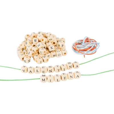 Small Foot Beads for Threading, with Letters, Wooden, 0.7 x 0.7 cm, 300 pcs