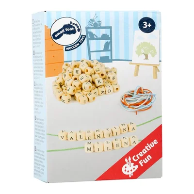 Small Foot Beads for Threading, with Letters, Wooden, 0.7 x 0.7 cm, 300 pcs