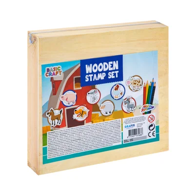 Moxy Wooden stamps & colour pencils set, in box, blue