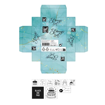 Craft ID Stamp Set Birthday, with Ink Pad, 8 pcs