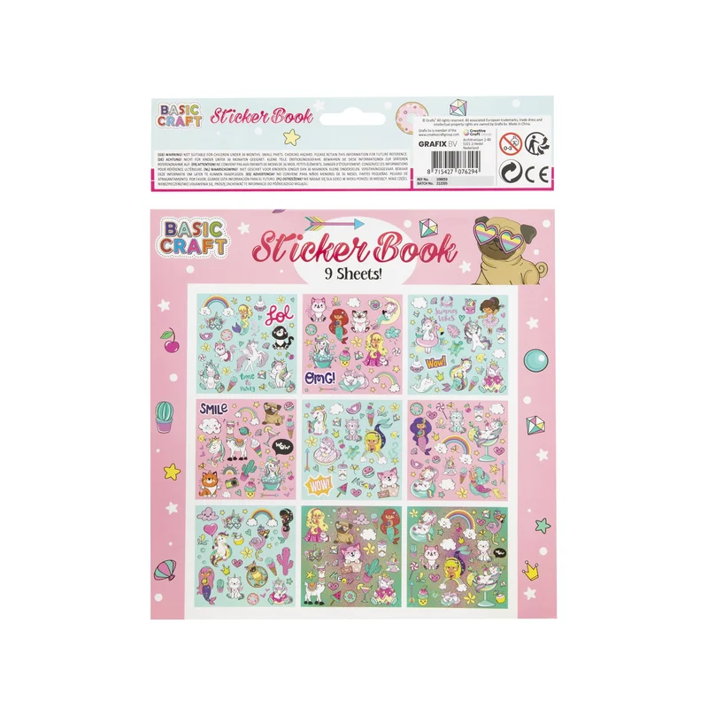 Moxy Sticker Book, 9 Sheets, Pink