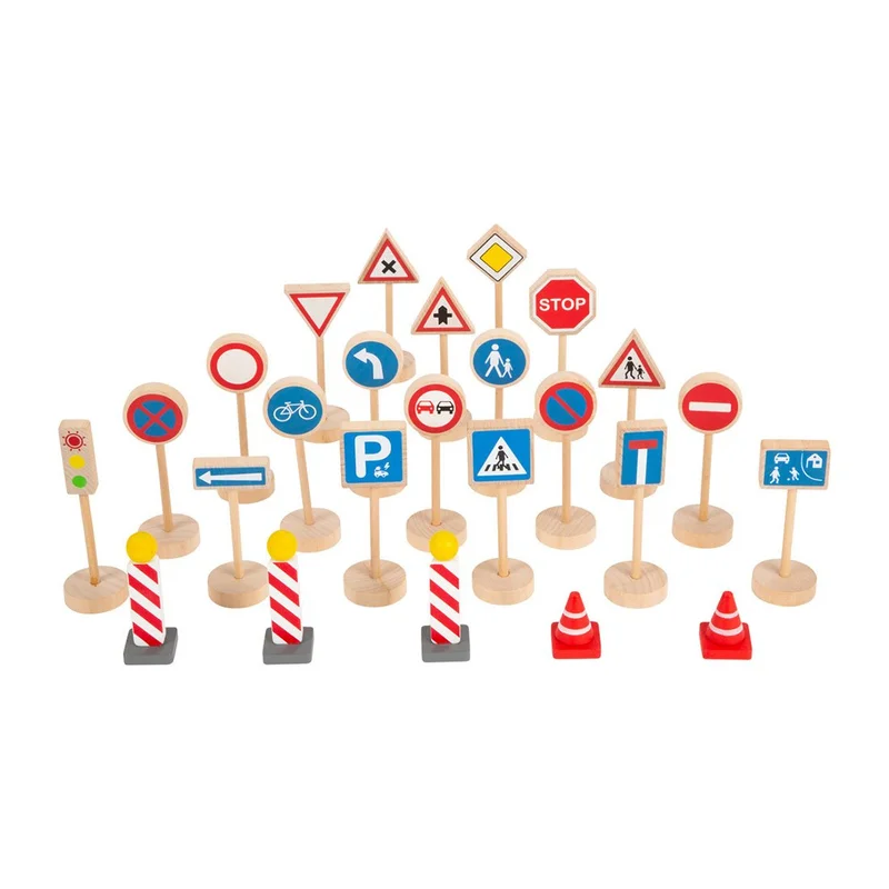 Small Foot Set road signs, wooden, 25 pieces