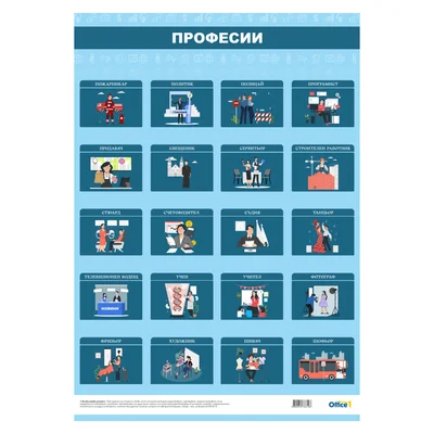 Office 1 Ученическо табло ''Професии'', двустранно, 70 x 100 cm