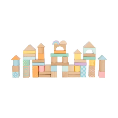 Small Foot Construction set, wooden, pastel colors, 50 pcs