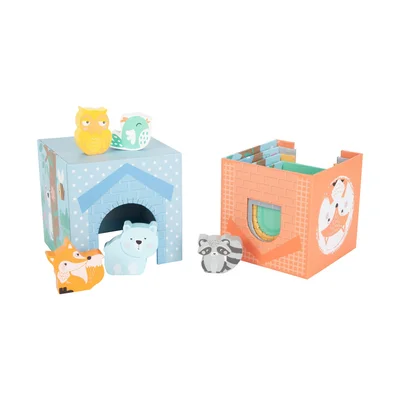 Small Foot Stacking Cubes, wooden, in pastel colors
