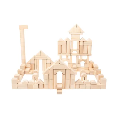 Small Foot Construction Set, wooden, in textile bag, 200 pcs