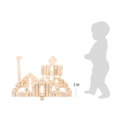 Small Foot Construction Set, wooden, in textile bag, 200 pcs
