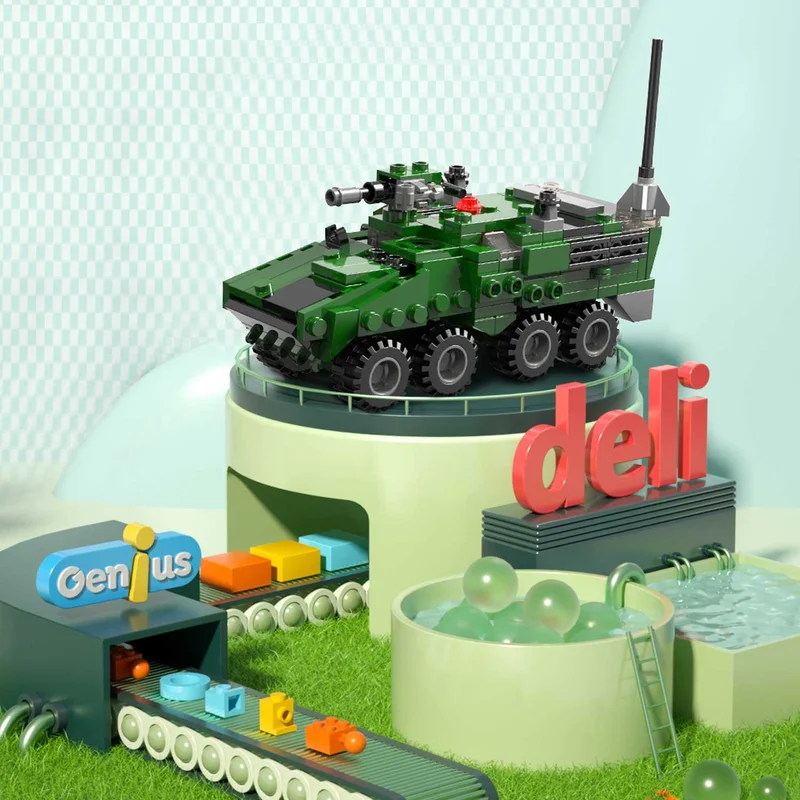 Deli Genius Construction Set, military vehicles, 6 models
