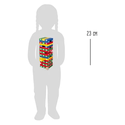 Small Foot Game Jenga, colourful, with numbers, 58 pcs