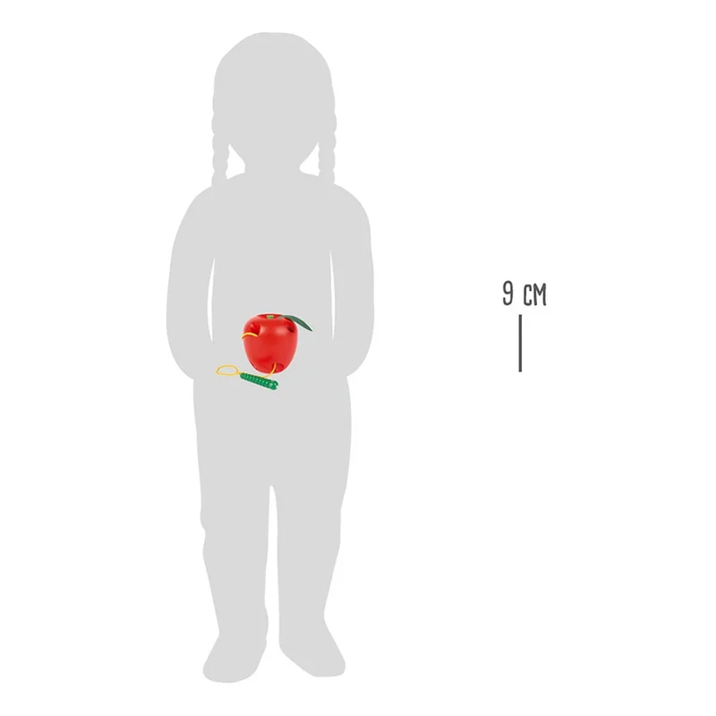 Small Foot Threading apple and worm, wooden