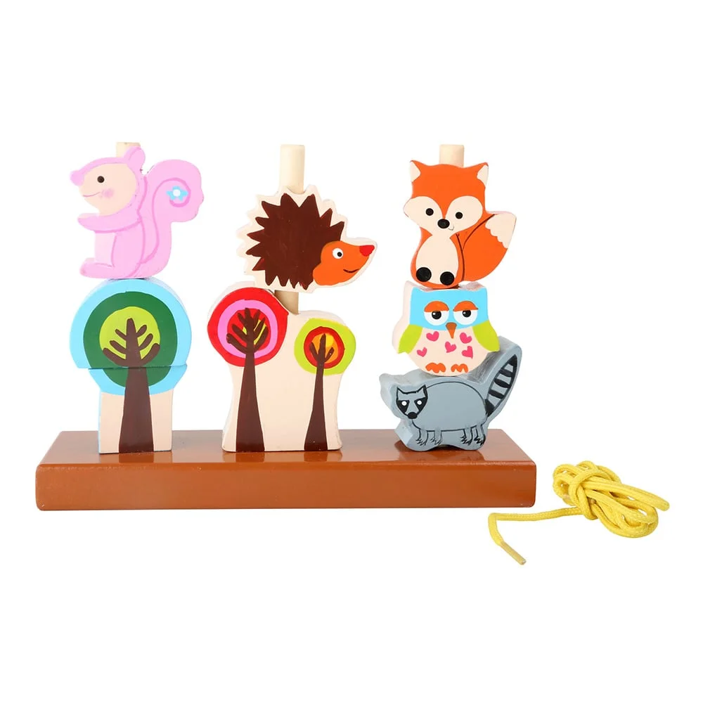 Small Foot Threading game Wild animals, 10 pieces