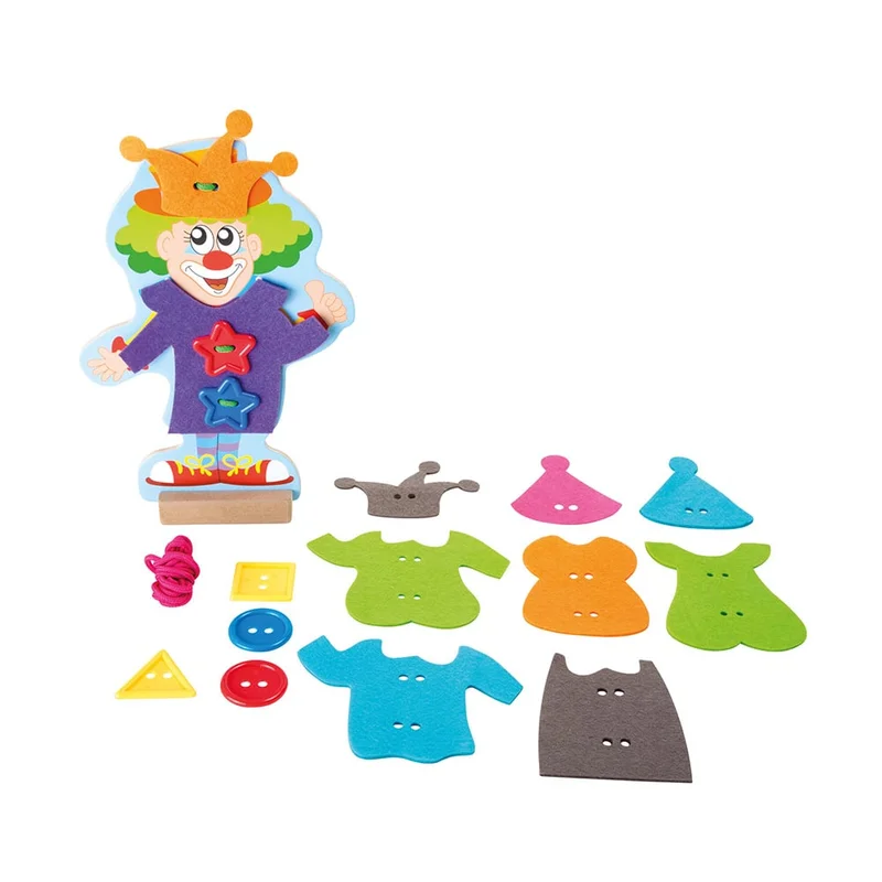 Small Foot Clown with lacing clothes, 21 pcs