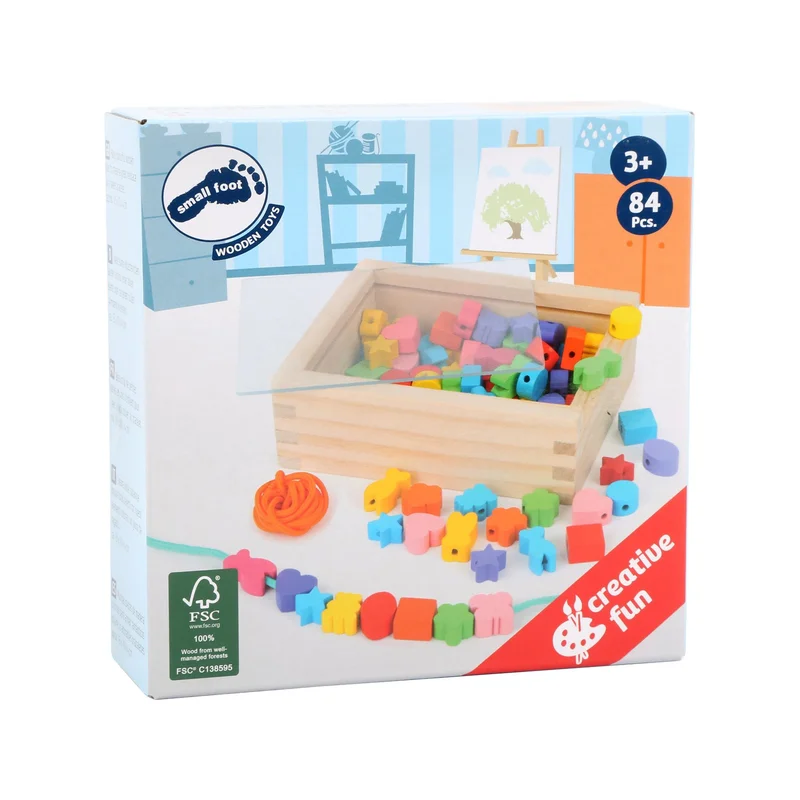 Small Foot Beads for threading, in box, 84 pieces