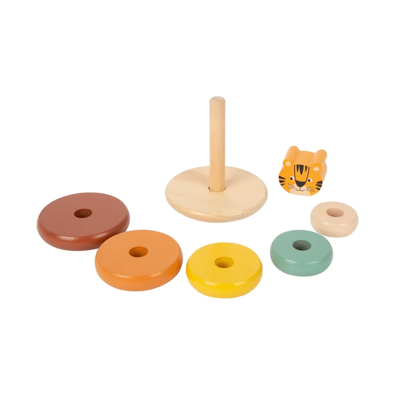 Small Foot Tiger tower, with stacking shapes, wooden