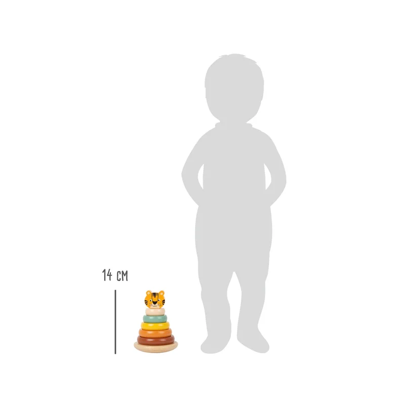 Small Foot Tiger tower, with stacking shapes, wooden