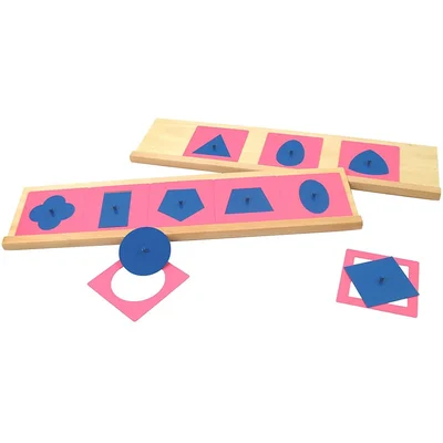 Set of geometric figures, metal, blue with pink frames