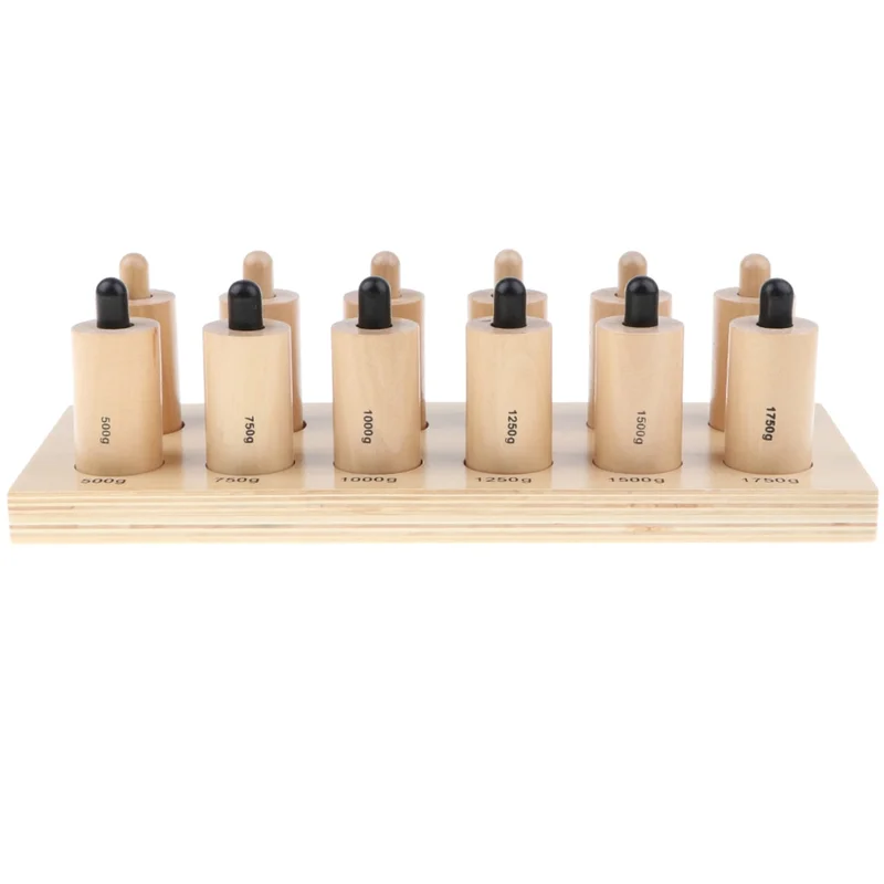 Montessori cylinders, sensory, with springs