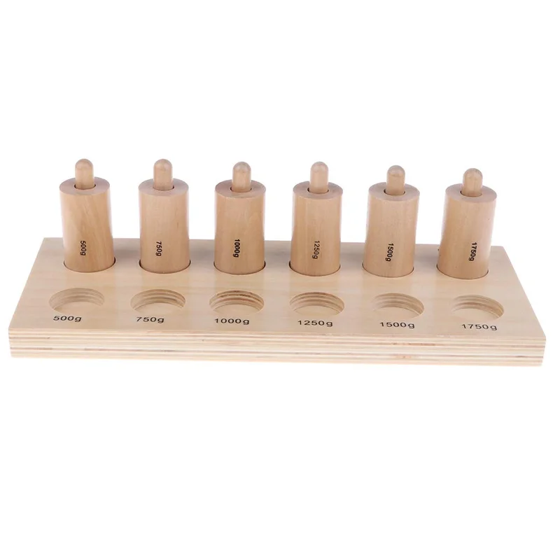 Montessori cylinders, sensory, with springs