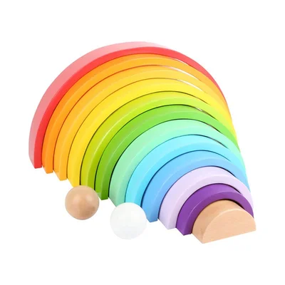 Small Foot Rainbow for sorting, wooden, 14 pieces