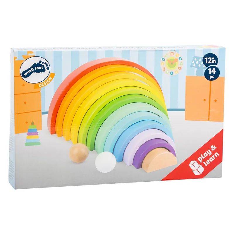 Small Foot Rainbow for sorting, wooden, 14 pieces