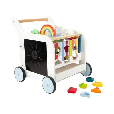 Small Foot Walker - Didactic Cube, on wheels, wooden, 42 x 39 x 42 cm