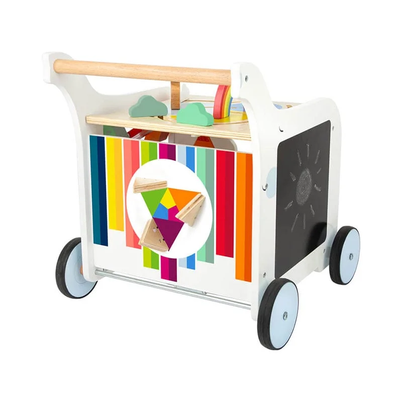 Small Foot Walker - Didactic Cube, on wheels, wooden, 42 x 39 x 42 cm