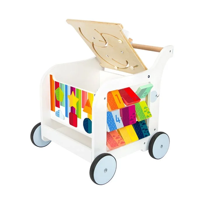 Small Foot Walker - Didactic Cube, on wheels, wooden, 42 x 39 x 42 cm