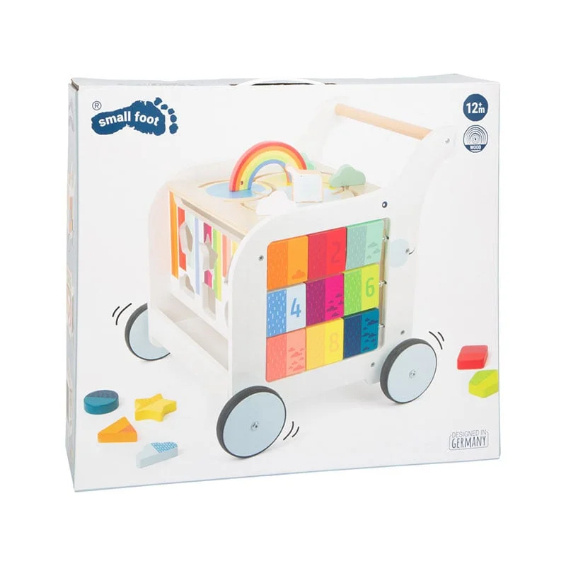 Small Foot Walker - Didactic Cube, on wheels, wooden, 42 x 39 x 42 cm