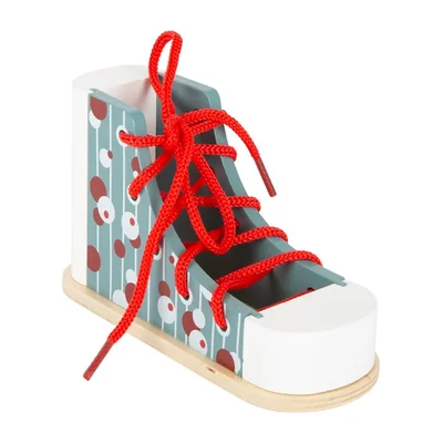 Small Foot Lacing Shoe, wooden, 15 x 6 x 8 cm