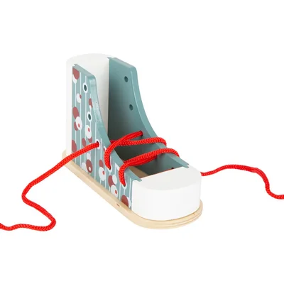 Small Foot Lacing Shoe, wooden, 15 x 6 x 8 cm