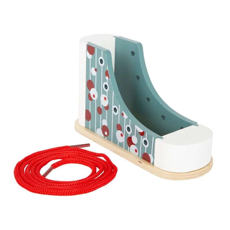 Small Foot Lacing Shoe, wooden, 15 x 6 x 8 cm
