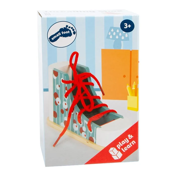 Small Foot Lacing Shoe, wooden, 15 x 6 x 8 cm