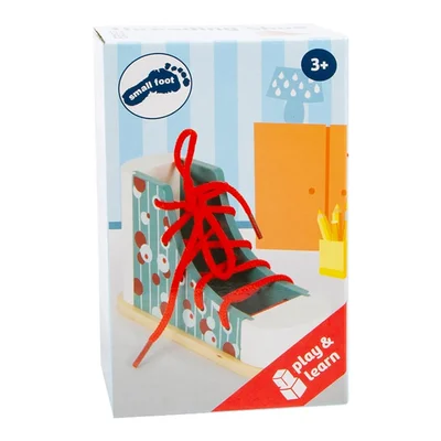 Small Foot Lacing Shoe, wooden, 15 x 6 x 8 cm