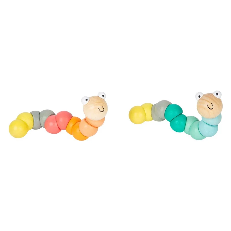 Small Foot Display with 14 Caterpillars, for motor skills, wooden