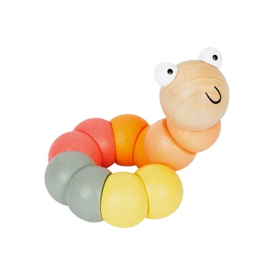 Small Foot Display with 14 Caterpillars, for motor skills, wooden