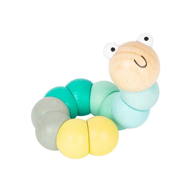 Small Foot Display with 14 Caterpillars, for motor skills, wooden