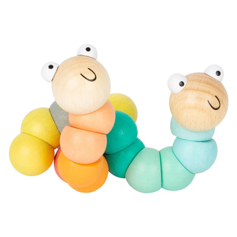 Small Foot Display with 14 Caterpillars, for motor skills, wooden