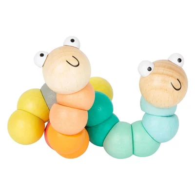 Small Foot Display with 14 Caterpillars, for motor skills, wooden